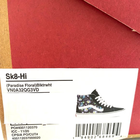 Vans SK8-HI Paradise Floral Black Suede Shoes White Out Sole Men's VN0A32QG3VD - Picture 8 of 9